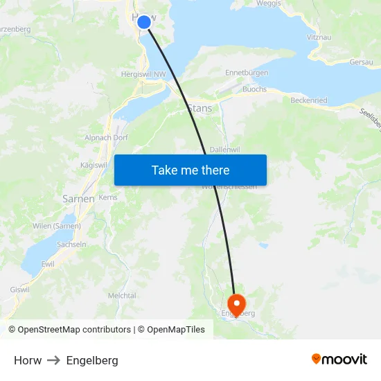 Horw to Engelberg map