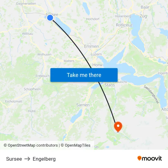 Sursee to Engelberg map