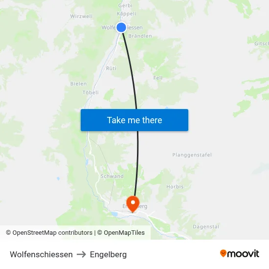Wolfenschiessen to Engelberg map