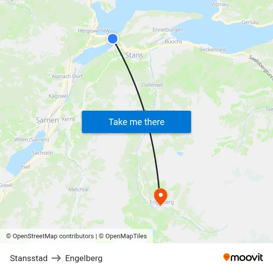 Stansstad to Engelberg map