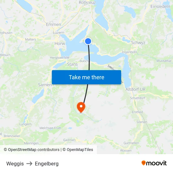 Weggis to Engelberg map