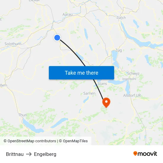 Brittnau to Engelberg map