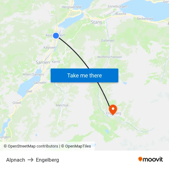 Alpnach to Engelberg map