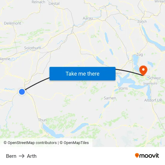 Bern to Arth map
