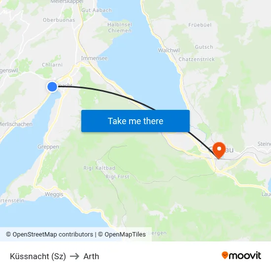 Küssnacht (Sz) to Arth map