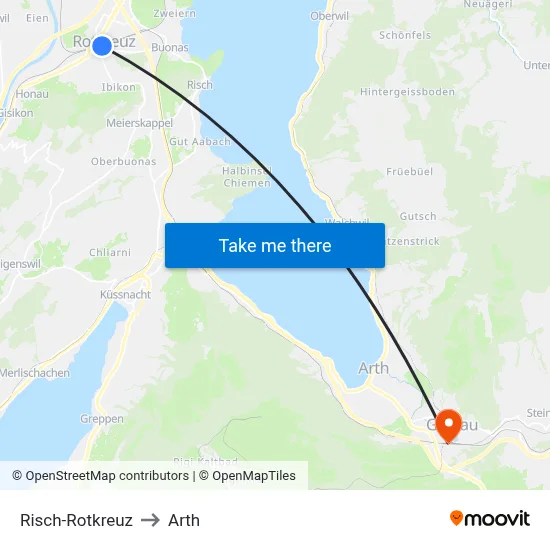 Risch-Rotkreuz to Arth map