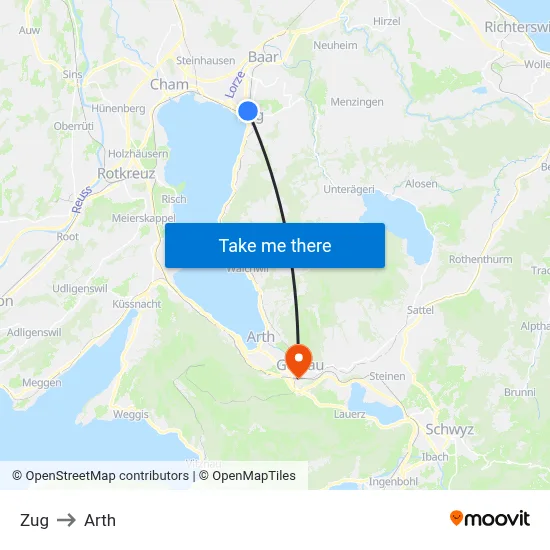 Zug to Arth map