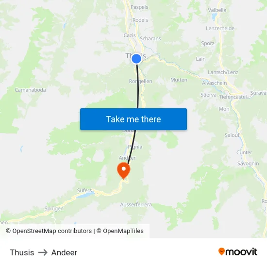 Thusis to Andeer map