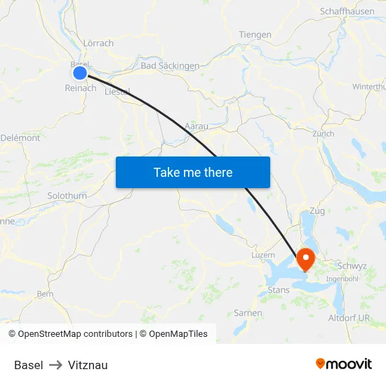 Basel to Vitznau map
