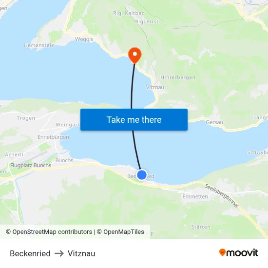 Beckenried to Vitznau map