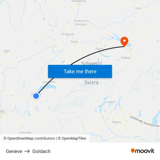 Genève to Goldach map