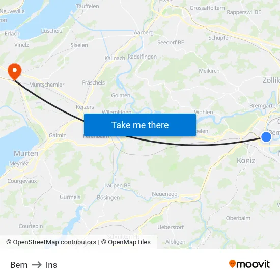 Bern to Ins map