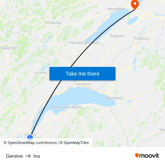 Genève to Ins map
