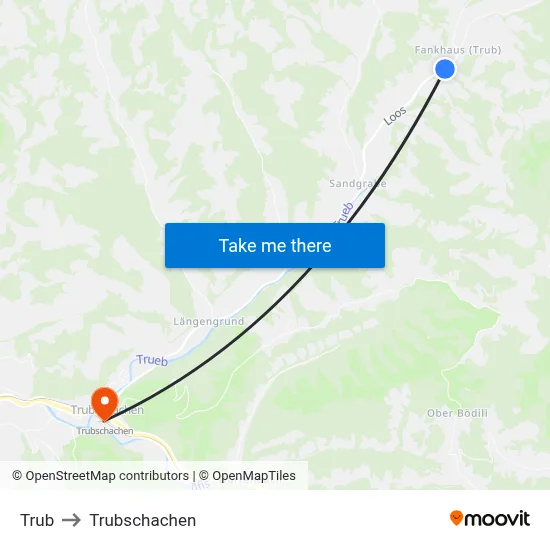 Trub to Trubschachen map