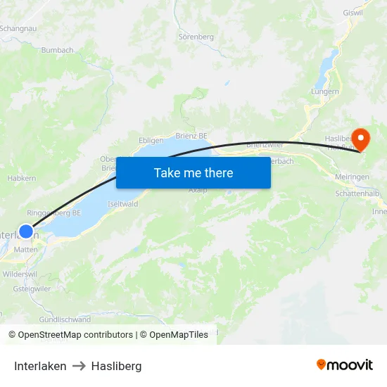 Interlaken to Hasliberg map
