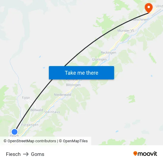 Fiesch to Goms map