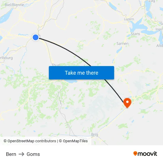 Bern to Goms map