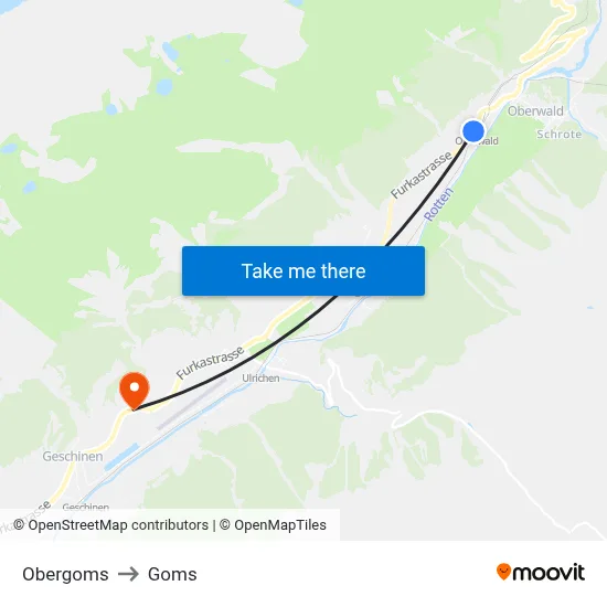 Obergoms to Goms map