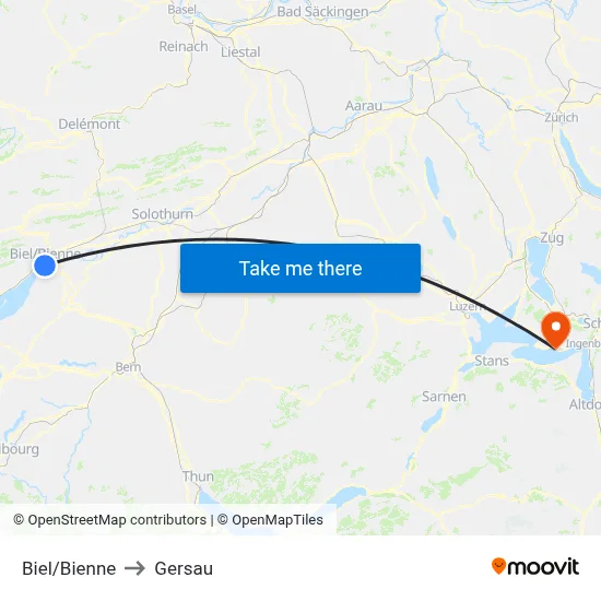 Biel/Bienne to Gersau map