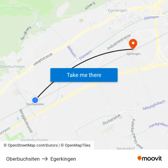 Oberbuchsiten to Egerkingen map