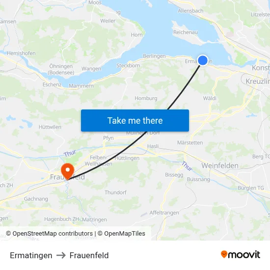 Ermatingen to Frauenfeld map