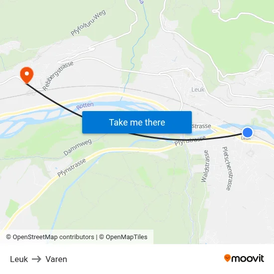 Leuk to Varen map