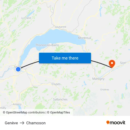 Genève to Chamoson map