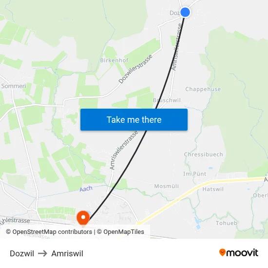 Dozwil to Amriswil map