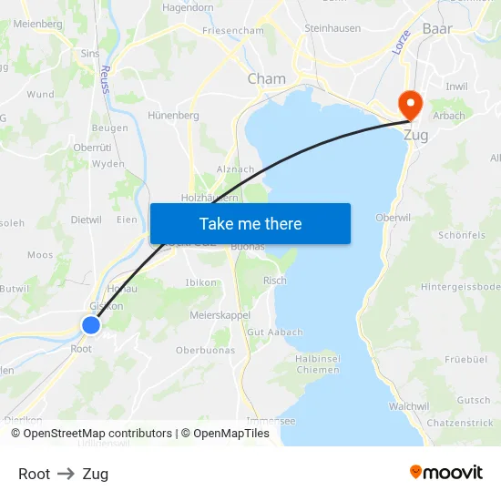 Root to Zug map