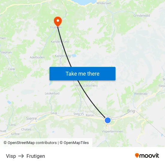 Visp to Frutigen map