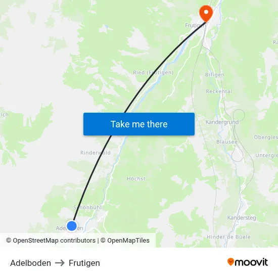 Adelboden to Frutigen map
