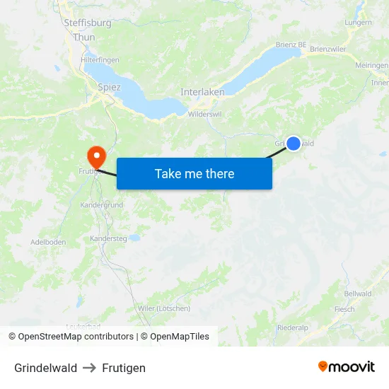 Grindelwald to Frutigen map