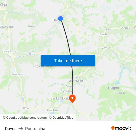 Davos to Pontresina map