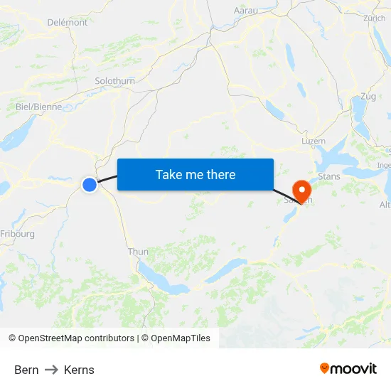 Bern to Kerns map