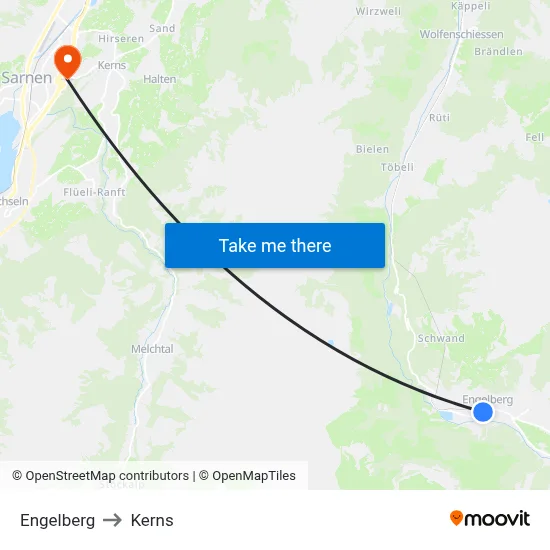 Engelberg to Kerns map