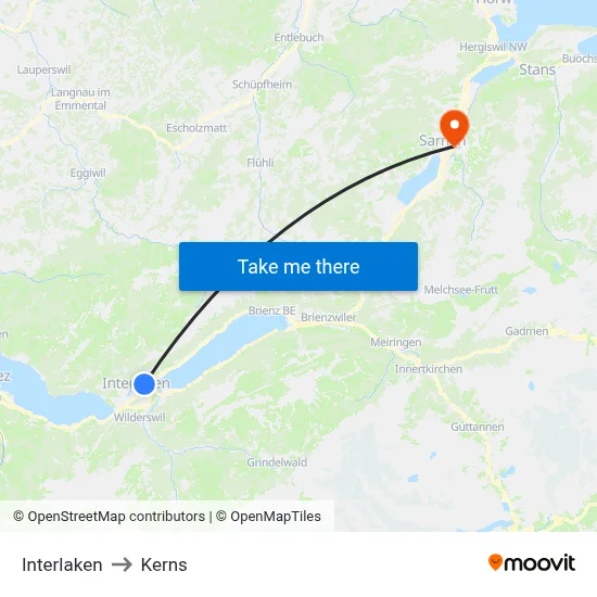 Interlaken to Kerns map