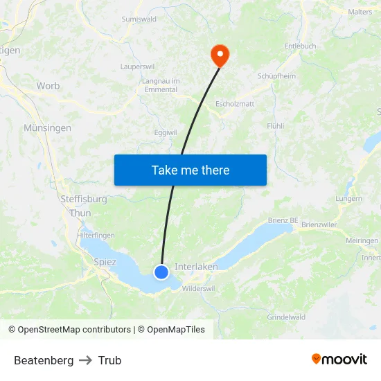 Beatenberg to Trub map