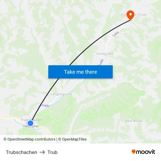 Trubschachen to Trub map