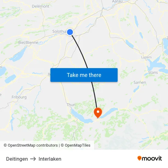 Deitingen to Interlaken map
