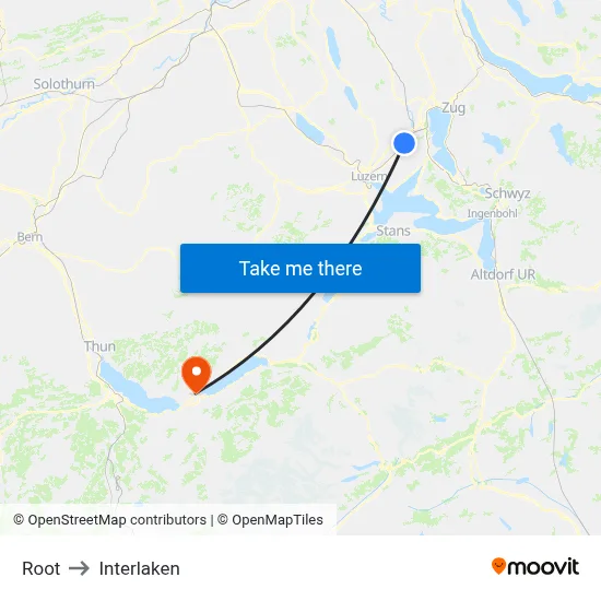 Root to Interlaken map