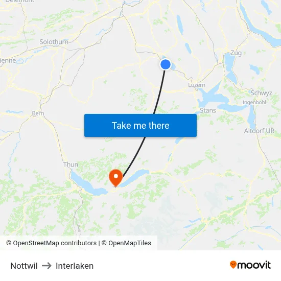 Nottwil to Interlaken map