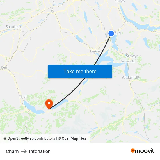 Cham to Interlaken map