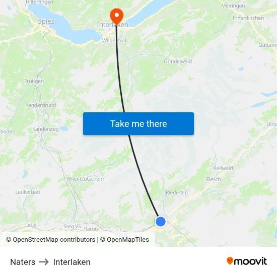 Naters to Interlaken map