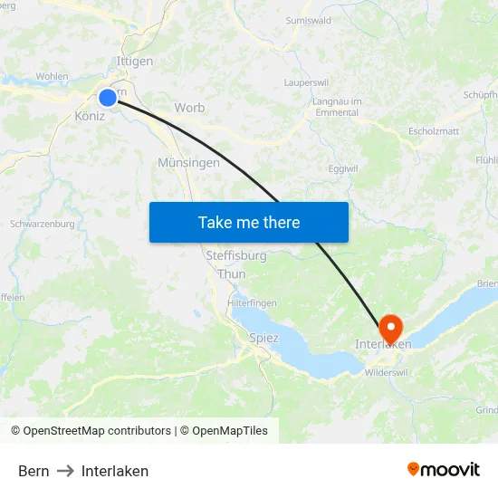 Bern to Interlaken map