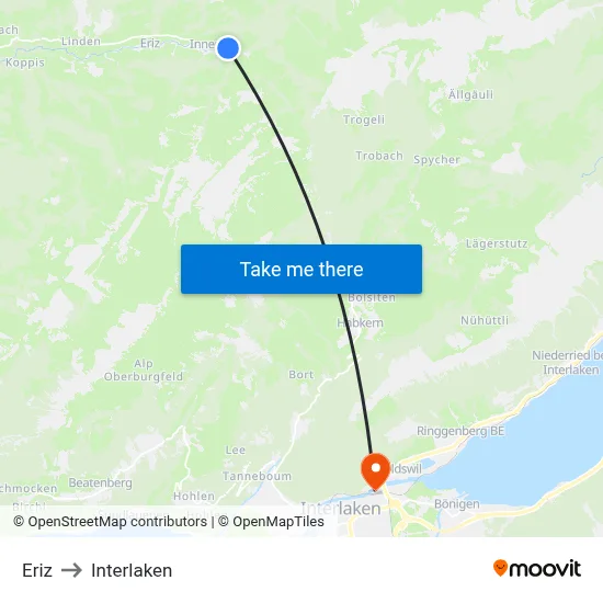 Eriz to Interlaken map