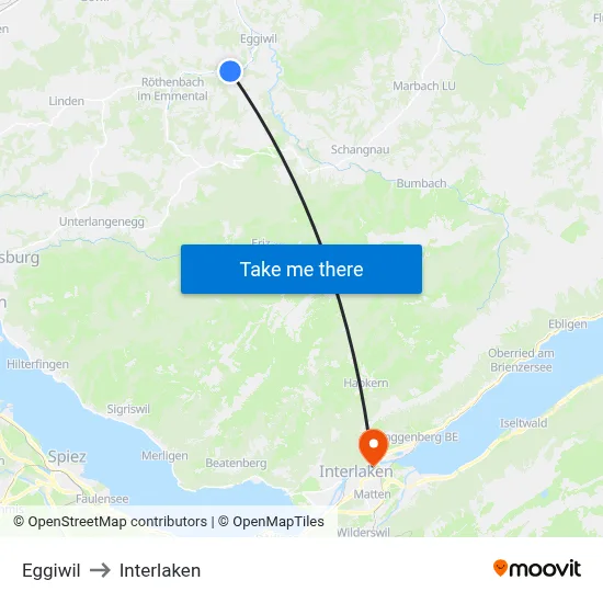 Eggiwil to Interlaken map