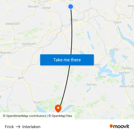 Frick to Interlaken map