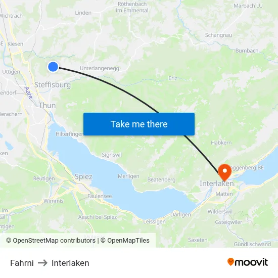 Fahrni to Interlaken map