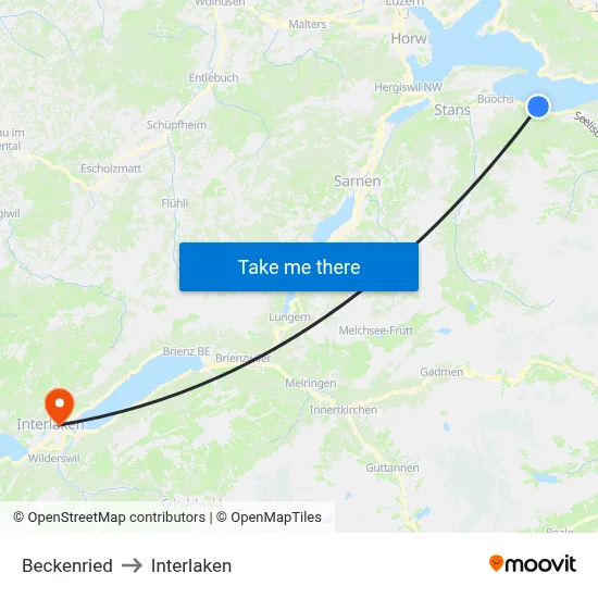Beckenried to Interlaken map