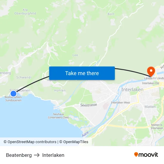 Beatenberg to Interlaken map